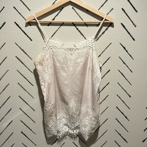 Silk and lace tank top